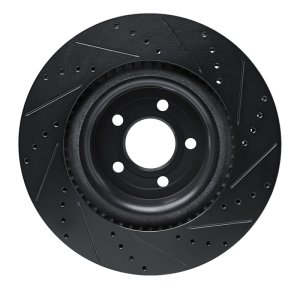 Ford Explorer Brake Rotor (1) - Front Left - R1 Concepts - Drilled & Slotted - Black - `20-`25